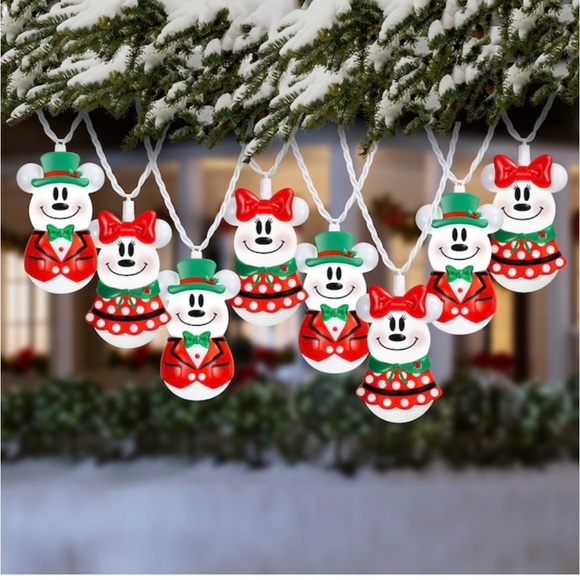 Disney Magic Holiday Mickey & Minnie Set Of 8 Blinking Led Light 7 feet String - Picture 1 of 6